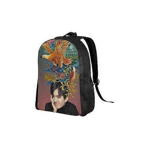 Rucsac laptop din Oxford 600D (poliester) cu imprimeu full-print, bretele late respirabile, FRU-CJK0424-260826-517, negru cu imprimeu multicolor, pentru laptop 15"