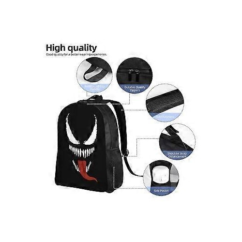 Rucsac poliester 600D, rezistent la apa, compartiment pentru laptop 15 inch, print frontal J4416 Venom, multicolor