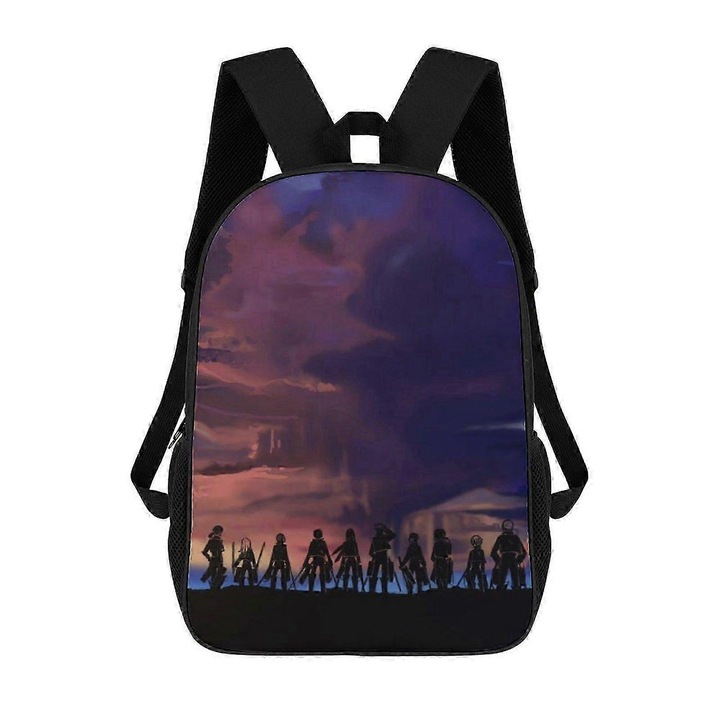 Rucsac din Oxford 600D rezistent la apa cu imprimeu Attack On Titan, Multicolor, pentru laptop 15 inch