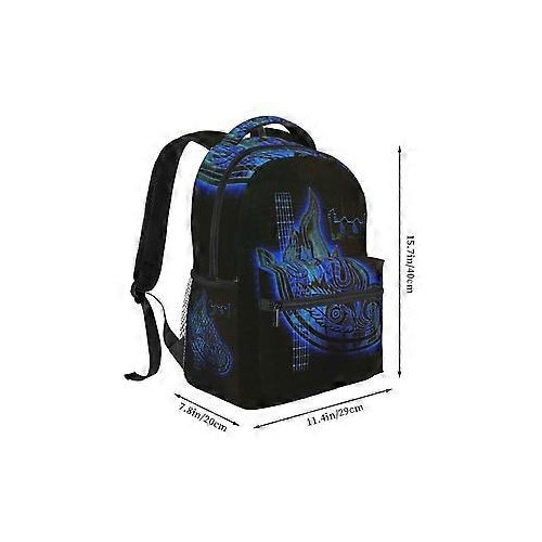 Rucsac laptop din Oxford 600D cu imprimeu frontal, compartiment pentru laptop 15" FRU-CJK0424-260827-1148, negru/albastru