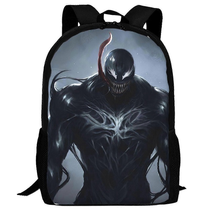 Rucsac din Oxford 600D poliester cu print Venom b4770, negru, compartiment pentru laptop 15", usor