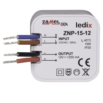 Sursa de alimentare Zamel, DC 12 V DC / 15 W ZNP-15-12 Sursa de alimentare Zamel, DC 12 V DC / 15 W ZNP-15-12