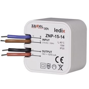 Sursa de alimentare Zamel, 14 V DC / 15 W ZNP-15-14 Sursa de alimentare Zamel, 14 V DC / 15 W ZNP-15-14