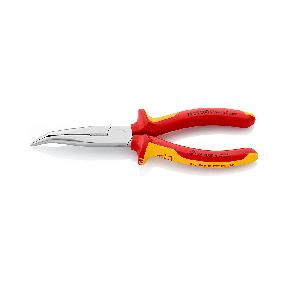 Cleste cu varf semirotund indoit, izolat 1000V, lungime 200 mm Knipex