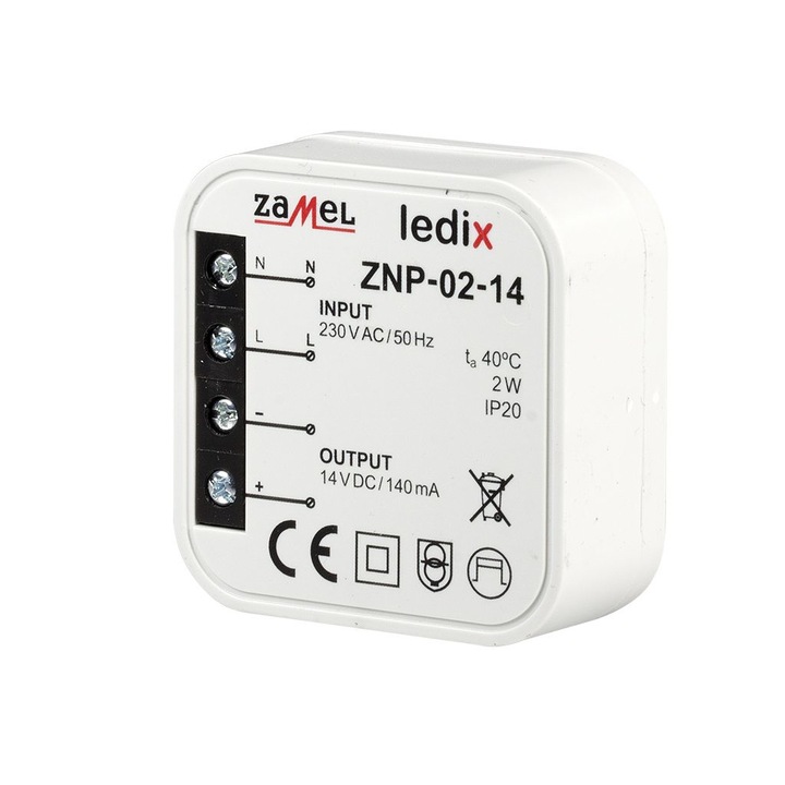 Zamel tápegység, 14 V DC / 2 W ZNP-02-14