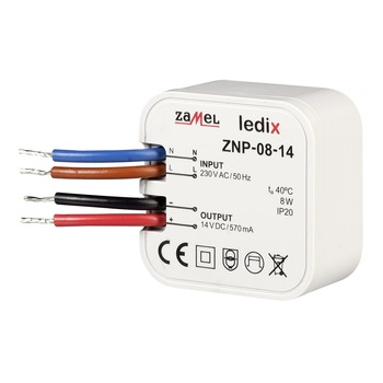 Sursa de alimentare Zamel, 14 V DC / 8 W ZNP-08-14 Sursa de alimentare Zamel, 14 V DC / 8 W ZNP-08-14