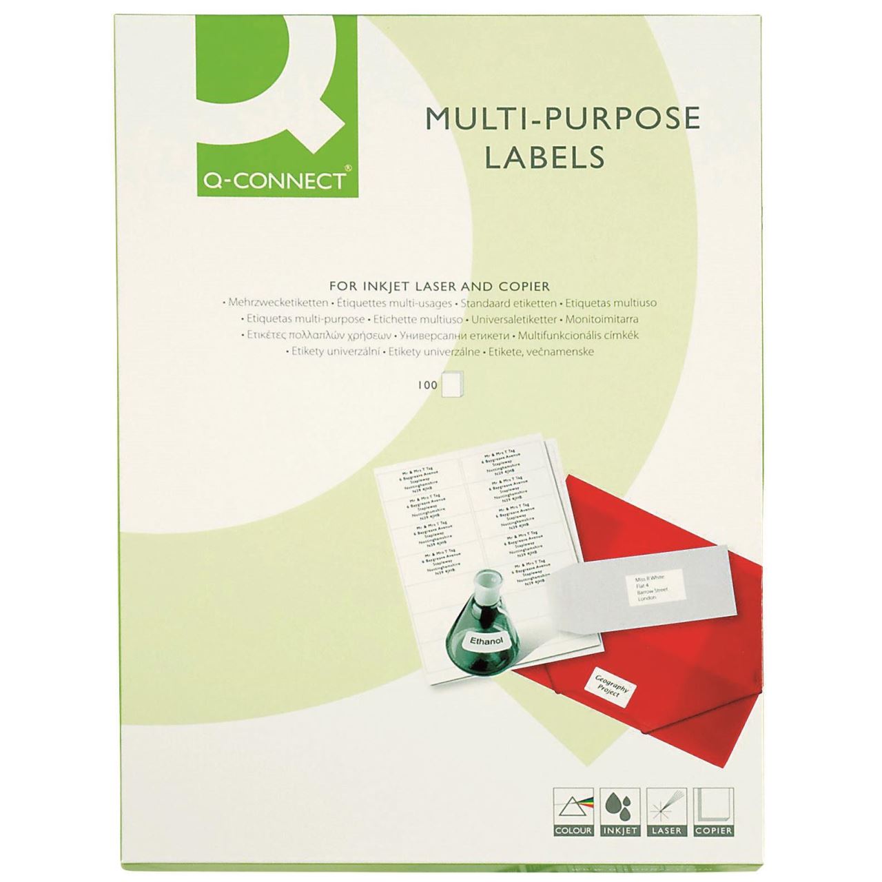 Etichete autoadezive Q-CONNECT 14/A4, 105 X 42,3 mm, albe, pretaiate, 100 coli/top