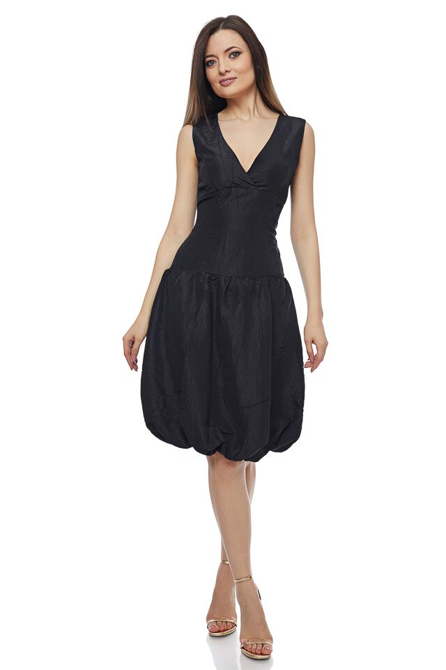 Rochie ocazie cu decolteu in V negru, Negru