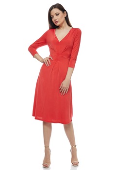 Rochie lycra cu decolte in V corai, Corai Rochie lycra cu decolte in V corai, Corai