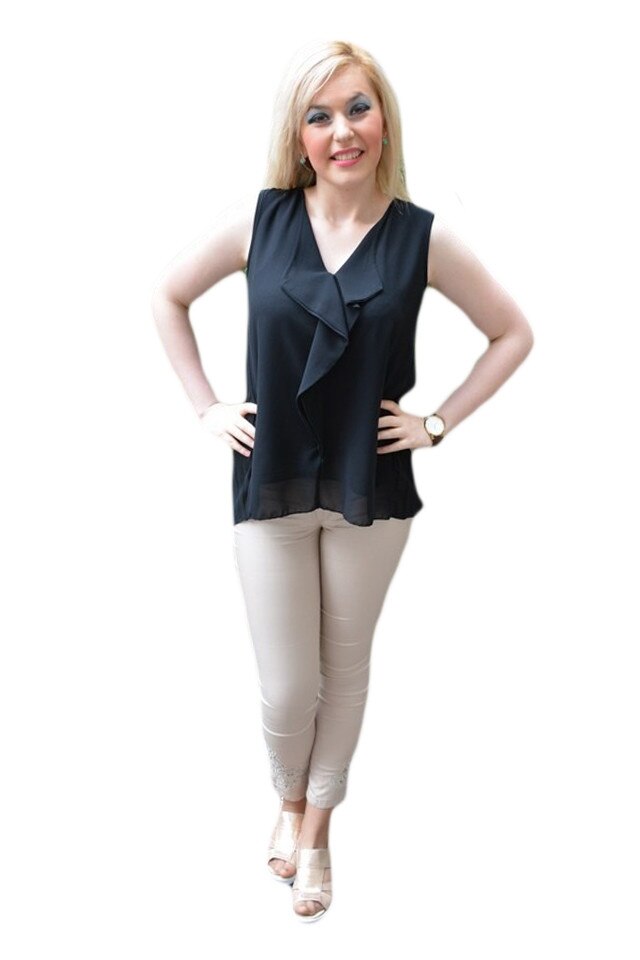 Bluza eleganta, din voal combinat cu dantela, D&J Exclusive, Negru