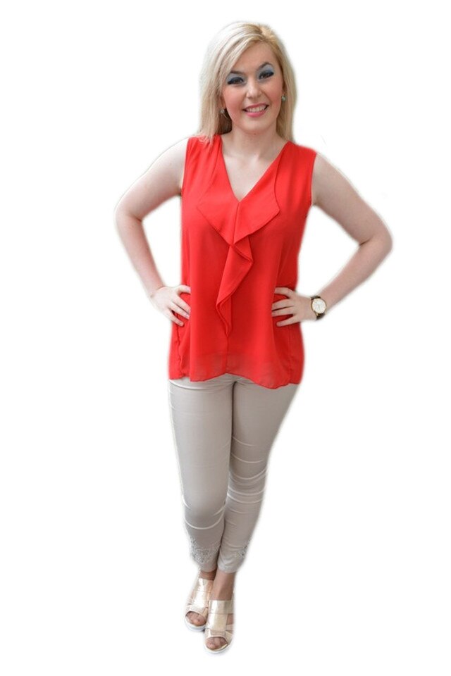 Bluza eleganta, din voal combinat cu dantela, D&J Exclusive, Rosu