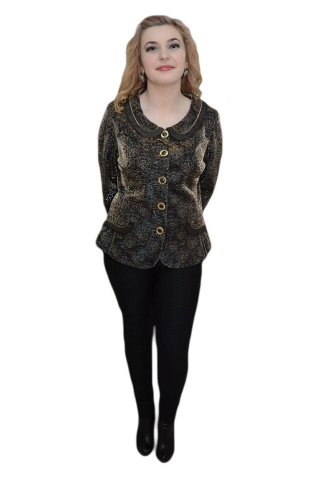 Sacou deosebit cu imprimeu floral lucios, D&J Exclusive, Maro