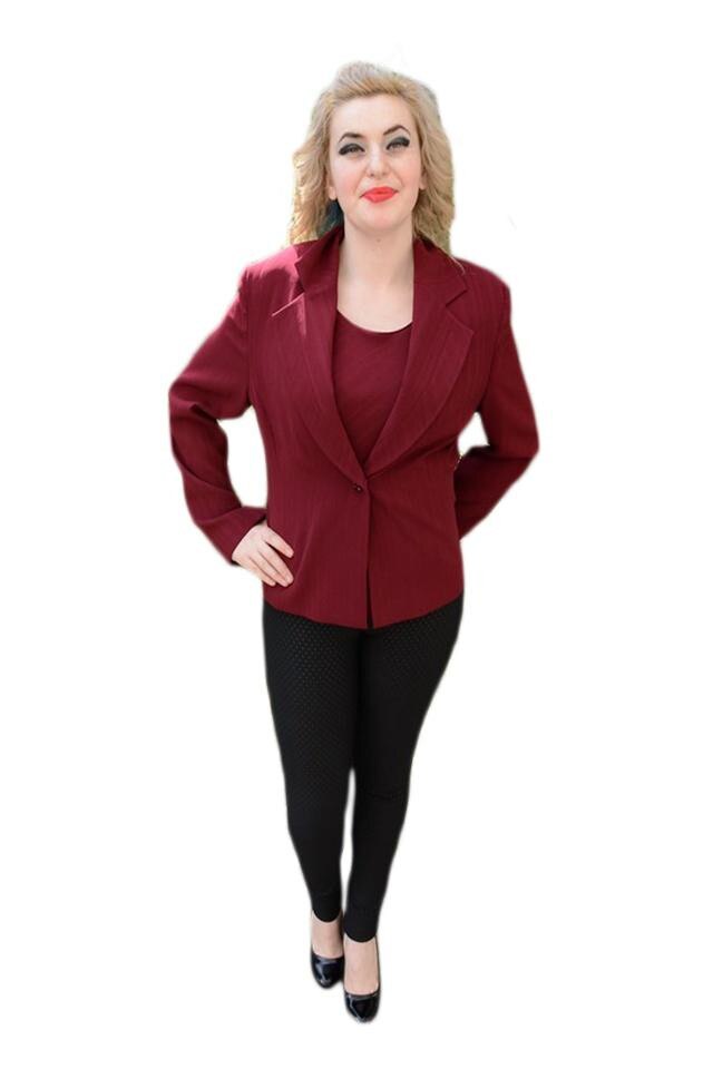 Sacou din doua piese, D&J Exclusive, Rosu inchis, 44