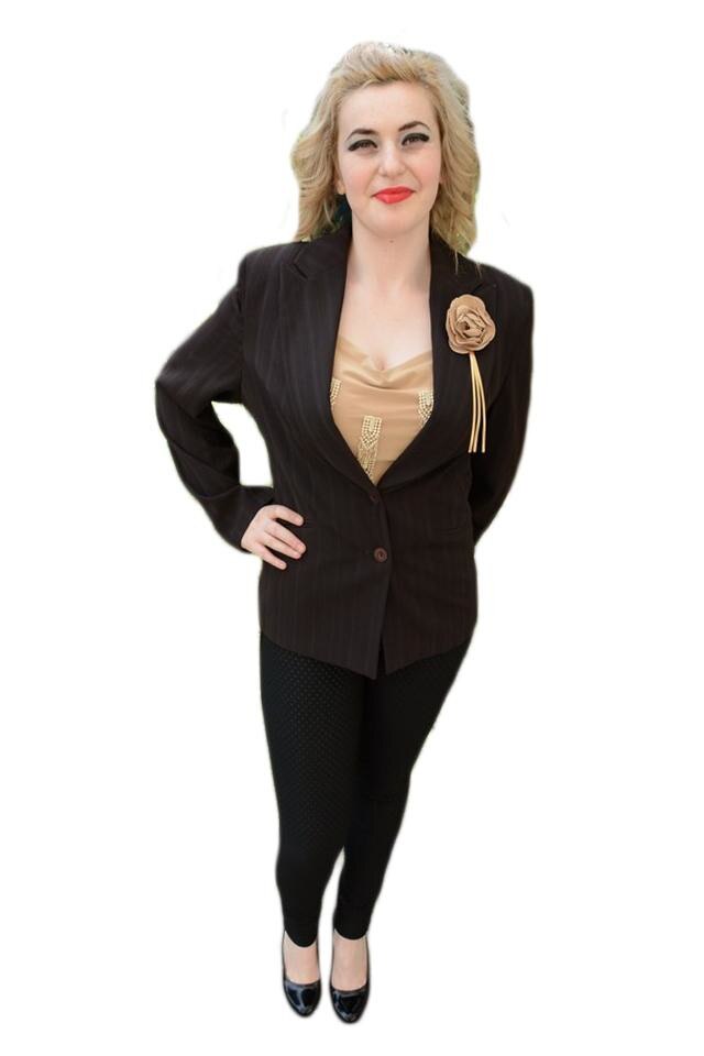 Sacou office din doua piese, D&J Exclusive, Maro, 44