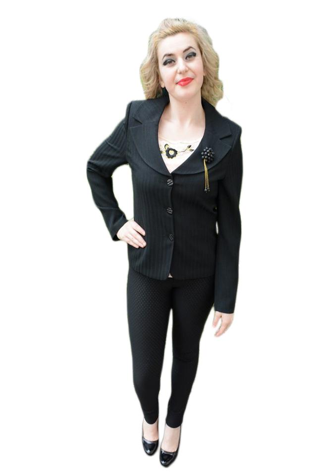 Sacou elegant din doua piese, D&J Exclusive, Negru