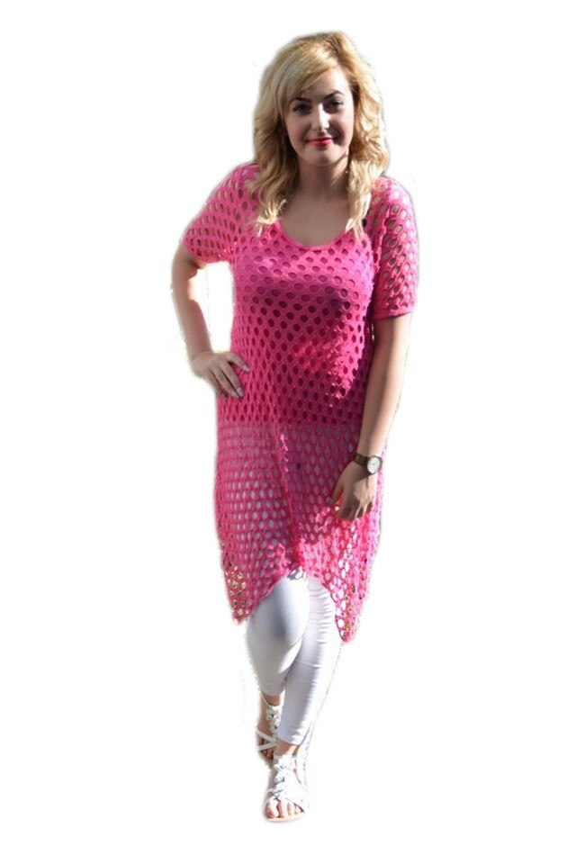 Bluza de vara cu flori colorate si dantela, D&J Exclusive, Roz