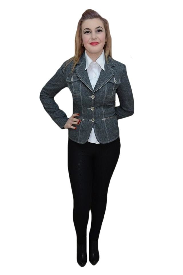 Sacou casual, inchidere cu nasturi vintage, D&J Exclusive, Gri