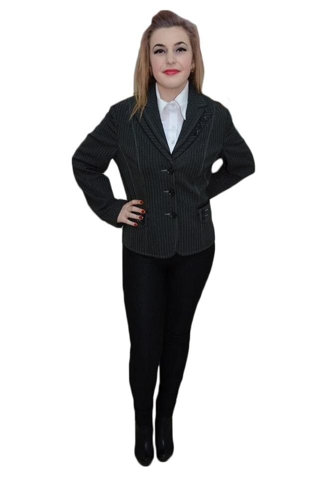 Sacou tineresc cu buzunare apretate , D&J Exclusive, Negru/Alb