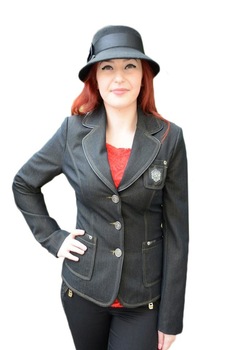 Sacou cu buzunare aplicate in talie, D&J Exclusive, Albastru marin Sacou cu buzunare aplicate in talie, D&J Exclusive, Albastru marin