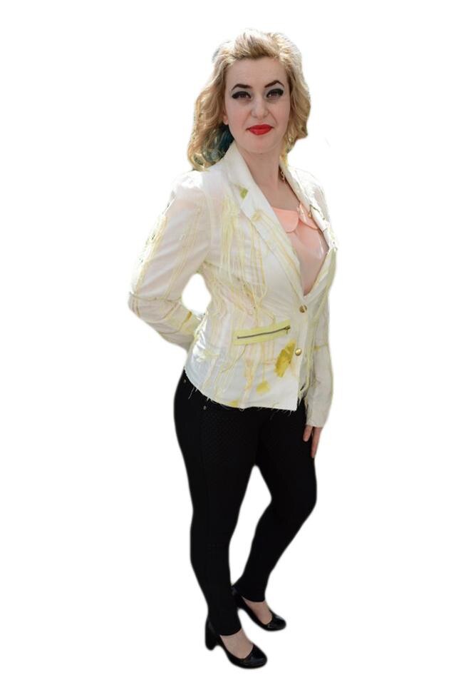 Sacou cu design aparte, D&J Exclusive, Alb