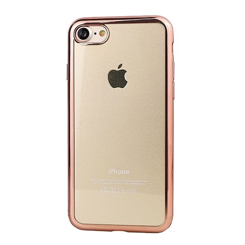 Capac de protectie pentru iPhone 7 / iPhone 8, TPU transparent cu margini electroplacate rose gold