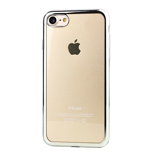 Capac de protectie pentru iPhone 7 / iPhone 8, TPU transparent cu margini electroplacate argintii