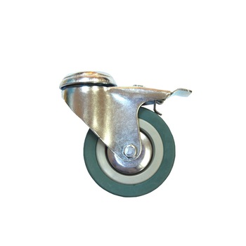 Roata pivotanta cu frana ADIX, din cauciuc siliconic, cu alezaj , 75 mm, 60 kg Roata pivotanta cu frana ADIX, din cauciuc siliconic, cu alezaj , 75 mm, 60 kg