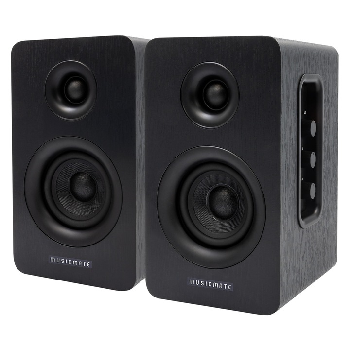 Monitoare active MusicMate MM-MA300 AudioSphere (MM-183), 80 W, Bluetooth, Hi‑Fi DAC, RCA/optica/USB, 40 Hz–20 kHz, negru, 21,5 x 12 x 14 cm