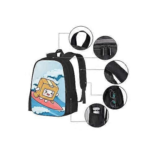 Rucsac laptop din Oxford 600D cu print frontal b3506, negru/albastru deschis, pentru laptop 15"