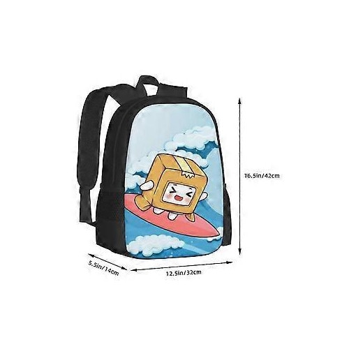 Rucsac laptop din Oxford 600D cu print frontal b3506, negru/albastru deschis, pentru laptop 15"