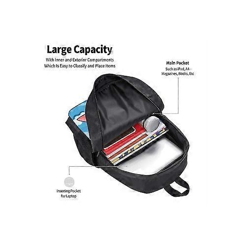 Rucsac laptop din Oxford 600D cu print frontal b3506, negru/albastru deschis, pentru laptop 15"