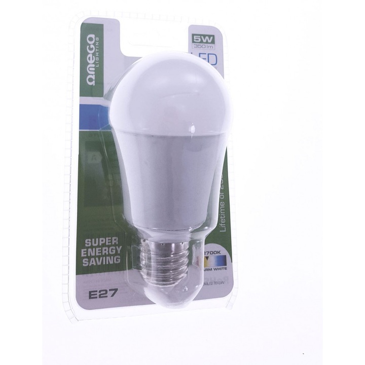 Bec Led Bulb Omega 2700K E27 5W [41572] - OMLE27B-5W Calda 5 W 1