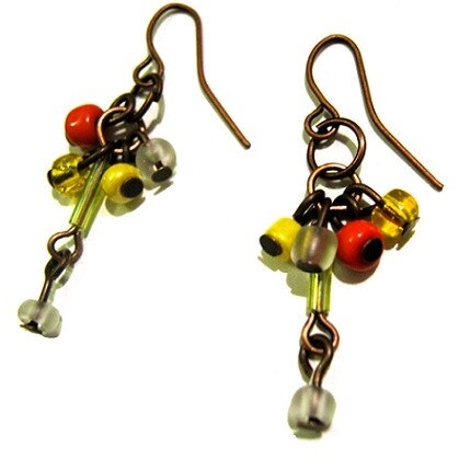 Cercei Moazi Handmade 4Beads, Antique Cupru, Galben / Portocaliu