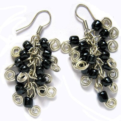Cercei Moazi Handmade wineHouse, Argintiu, Negru