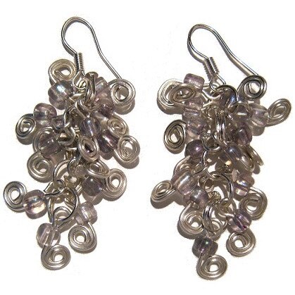 Cercei Moazi Handmade wineHouse, Argintiu, Transparent Irizat