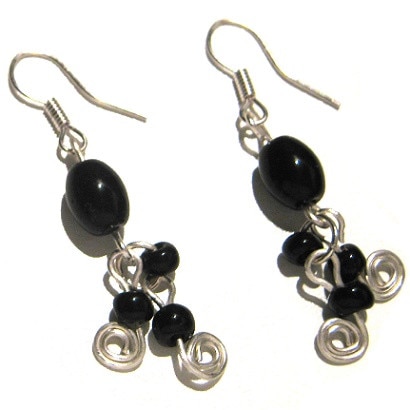 Cercei Moazi Handmade monoChrome, Argintiu, Negru