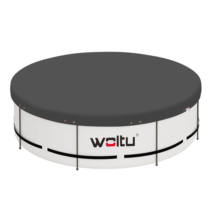 Покривало за кръгъл басейн Woltu 2516965 ML2-25-2, Водоустойчив, UV устойчив, PE 200 г/м², Диаметър 360 см, Тъмносив