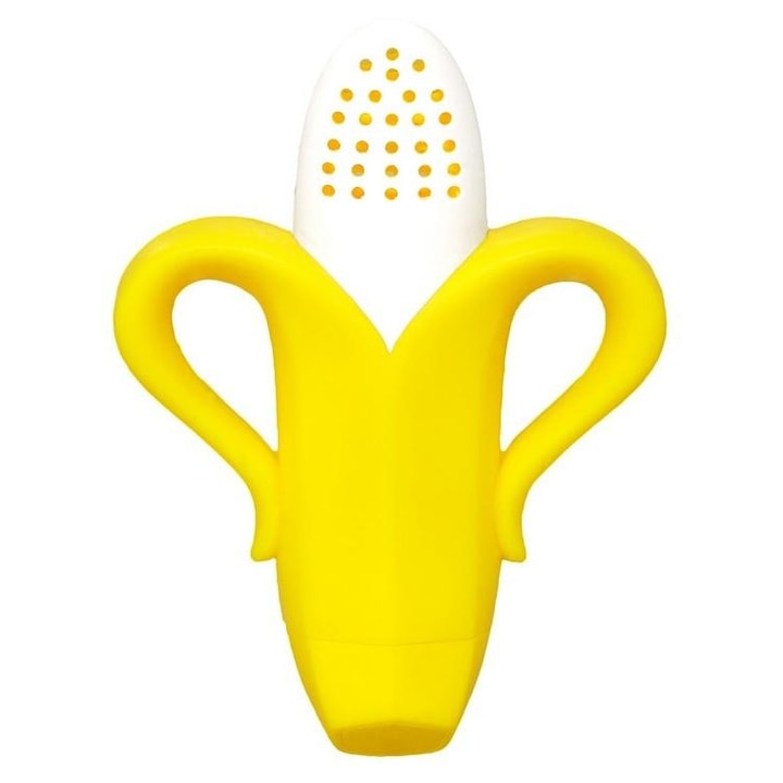 Играчка за зъби RaZbaby Fruitique Банан 809025, силикон, за бебета 6+ месеца, жълт/бял