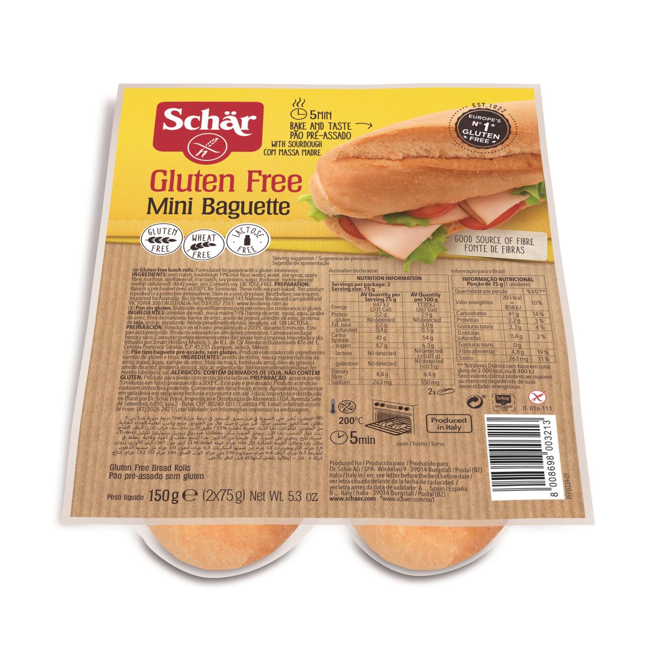 Mini baghete fara gluten Mini Baguette 150 g Schar