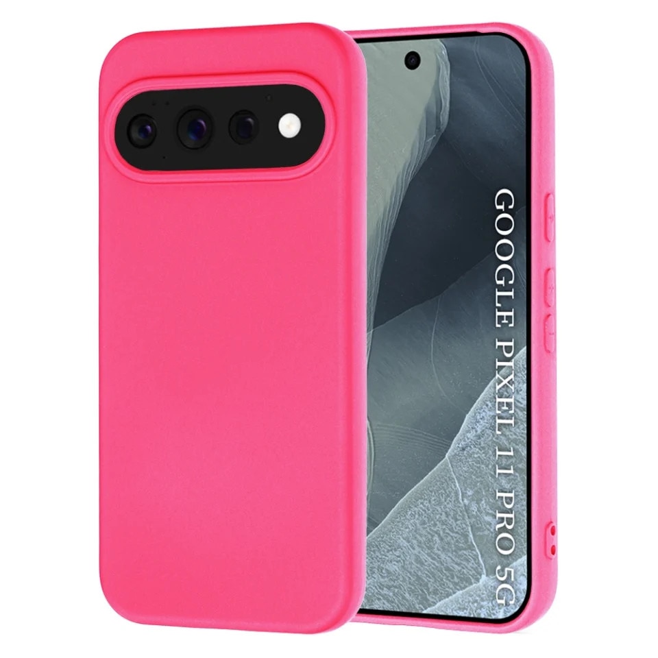Husa pentru Google Pixel 11 Pro din Silicon Catifelat, Antisoc, set cu sticker, SoftElegance, Fucsia