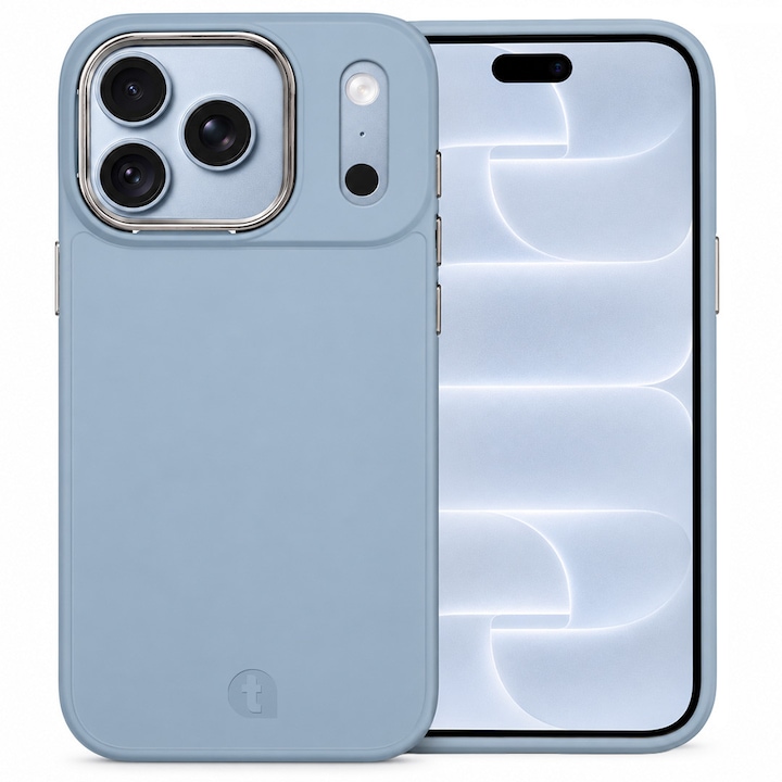 Husa de protectie TelefonulTau® pentru Apple iPhone 18 Pro Max / 17 Pro Max, Finisaj Mat, Rama Metalica Protectie Camera, Calitate Premium, Light Blue