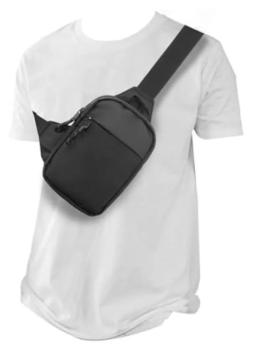 Чанта за гърди crossbody, водоустойчива чанта с регулируема презрамка за бягане на открито, туризъм, ходене, джогинг, пазаруване, алпинизъм, колоездене, къмпинг (черна - XL)