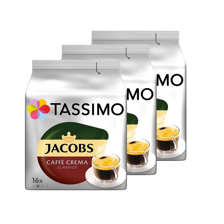 Set 3 x Capsule Jacobs Tassimo Caffe Crema Classico, 336 g