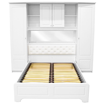 Dormitor Madrid cu pat 140x200 cm, Alb / MDF Alb Dormitor Madrid cu pat 140x200 cm, Alb / MDF Alb