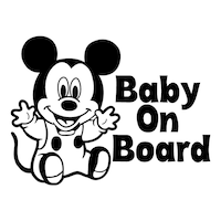 sticker auto - smaer - mickey - baby on board - 15cm x 11cm - negru imagen 10_0_
0