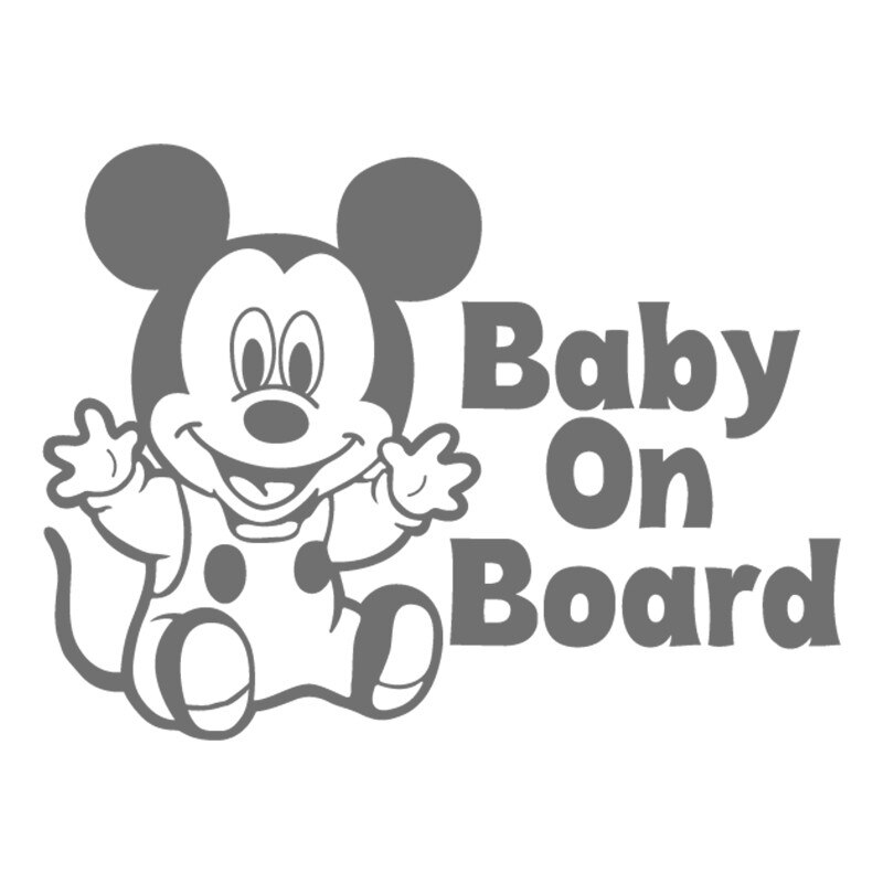 Sticker Auto - SMAER - Mickey - Baby On Board - 20cm x 15cm - Gri