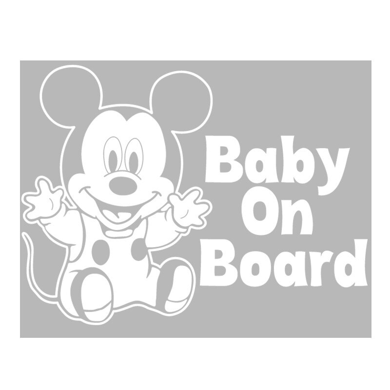 Sticker Auto - SMAER - Mickey - Baby On Board - 15cm x 11cm - Alb