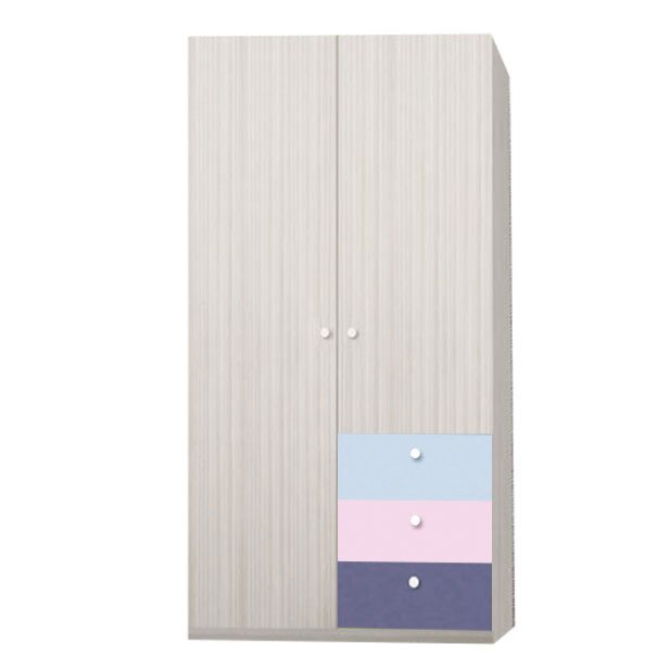 Dulap Alegria 3S FER, Albastru si Violet Roz, 200x100x50cm