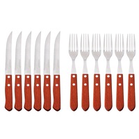 Set tacamuri cutite si furculite, Peterhof, Inox, 12 piese, Maro/Argintiu