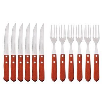 Set tacamuri cutite si furculite, Peterhof, Inox, 12 piese, Maro/Argintiu Set tacamuri cutite si furculite, Peterhof, Inox, 12 piese, Maro/Argintiu